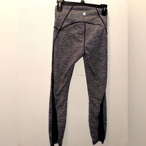 Lululemon athletica grey black striped mesh panel leggings 6